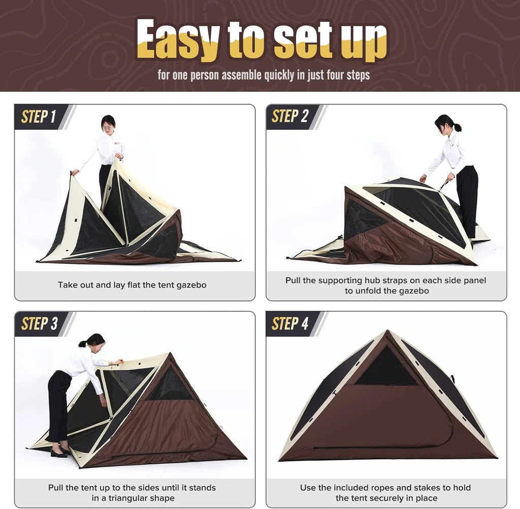 Beige Coffee 7x7 Screen House Camping Tent I90615