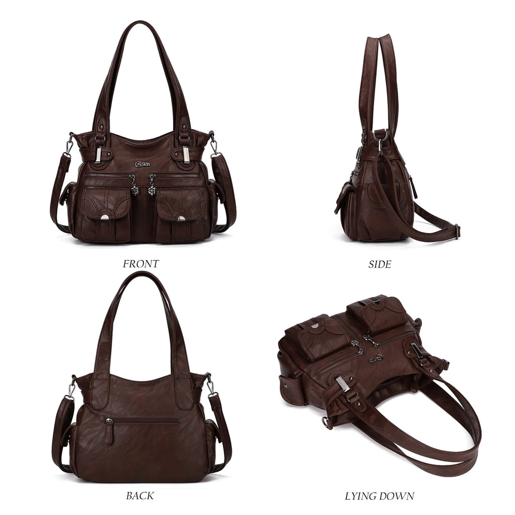 Large PU Leather Multi-Pocket Tote Bag D145825