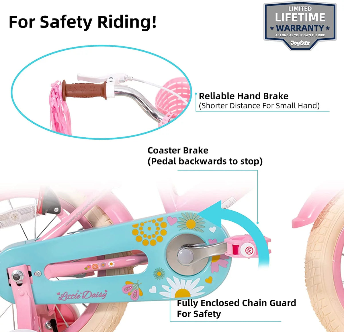 12 Inch Kids Bike with Training Wheels and Basket Pink A723517