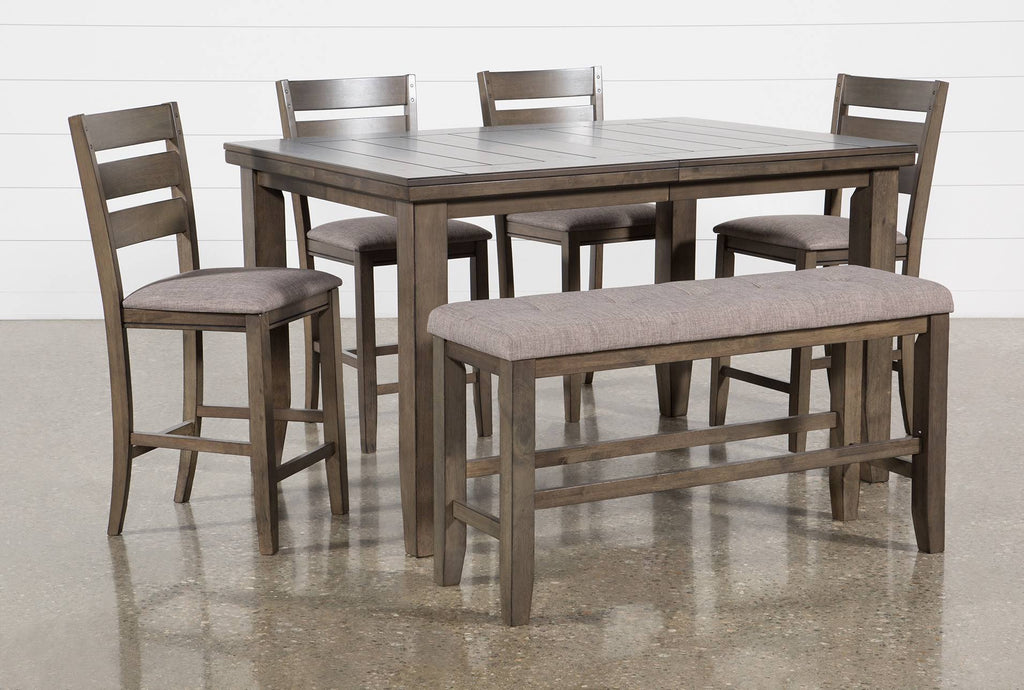 6 Piece Grey Wood Counter Height Dining Table Set W36281