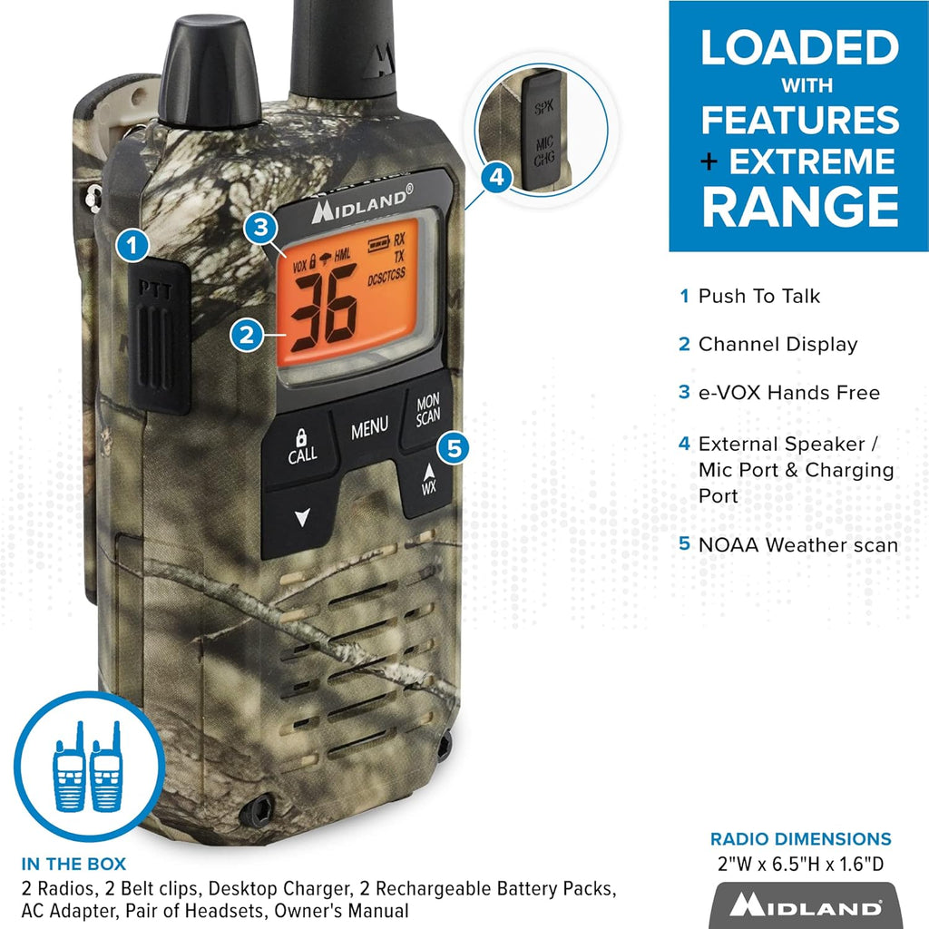 Camo Two Way Radio with NOAA Weather Scan K944