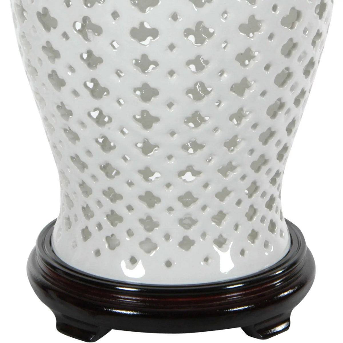 16" Carved Lattice Decorative Temple Jar Y124802