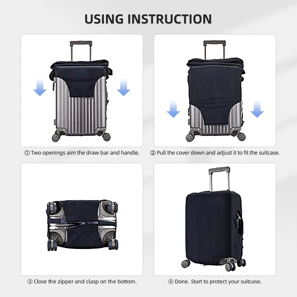 Large Suitcase Protective Cover with Hidden Zipper F96787