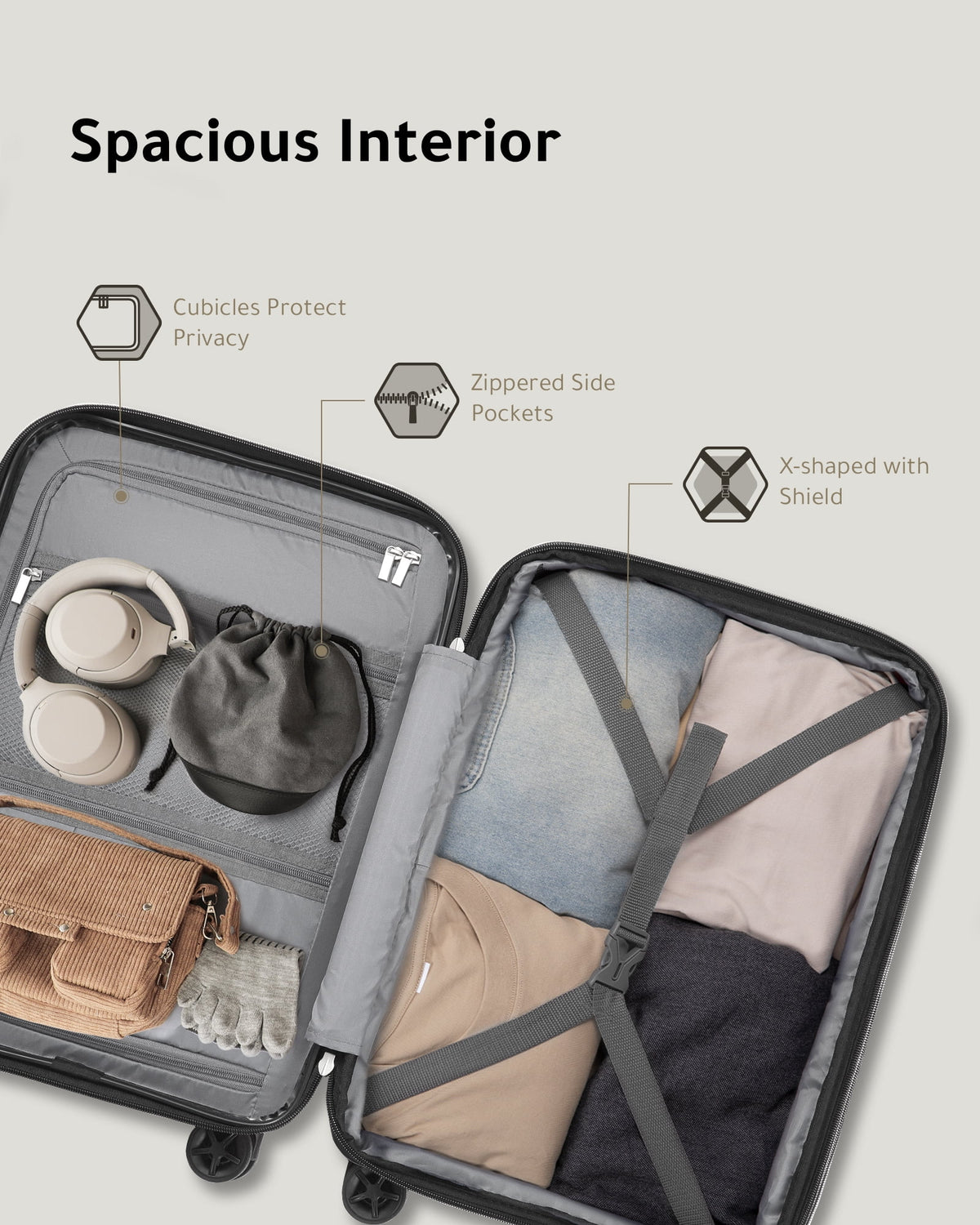 Hardshell Expandable Carry on Luggage with Wheels R522853