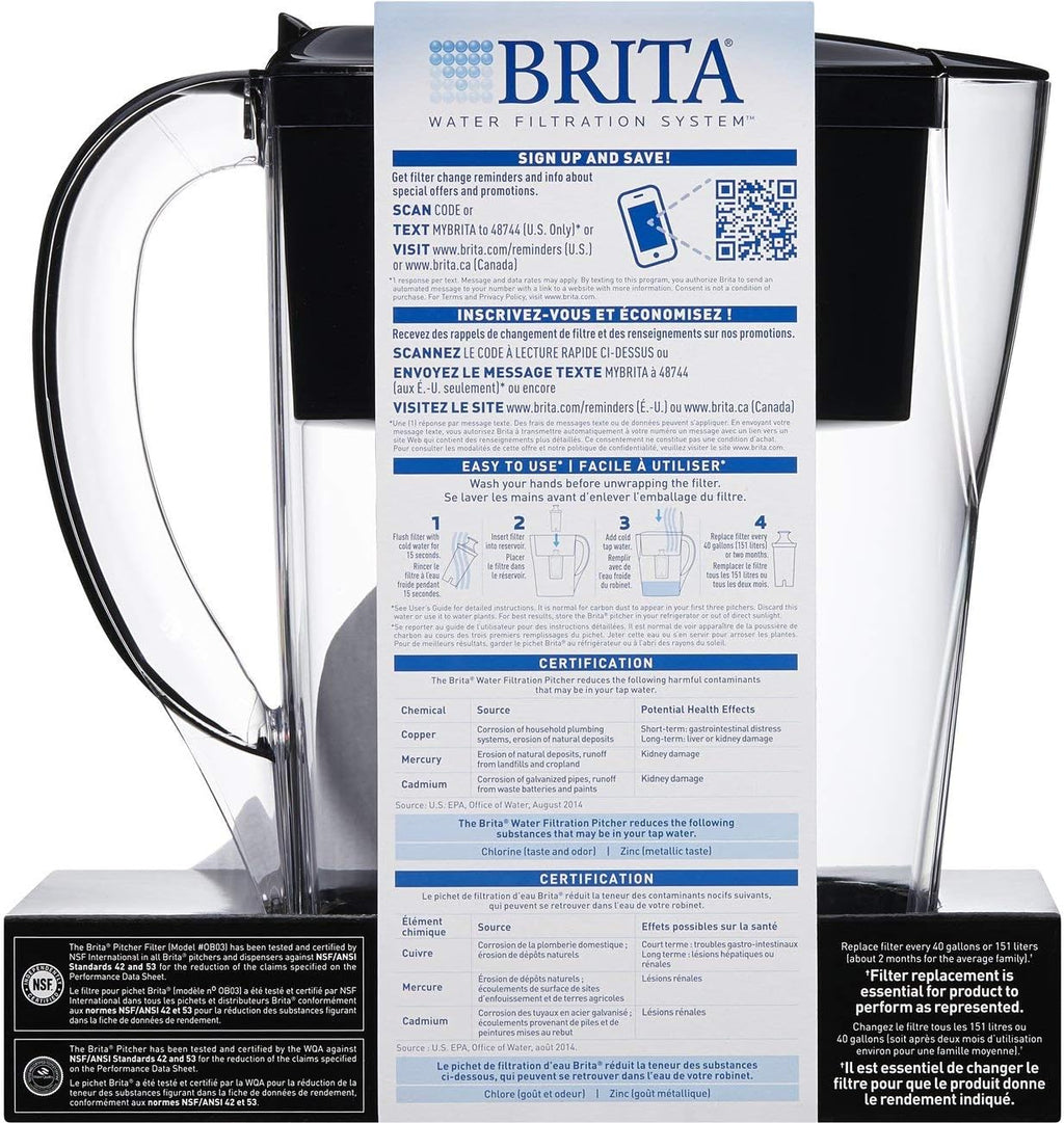 6 Cup BPA Free Water Pitcher with 1 Filter, Black S73582
