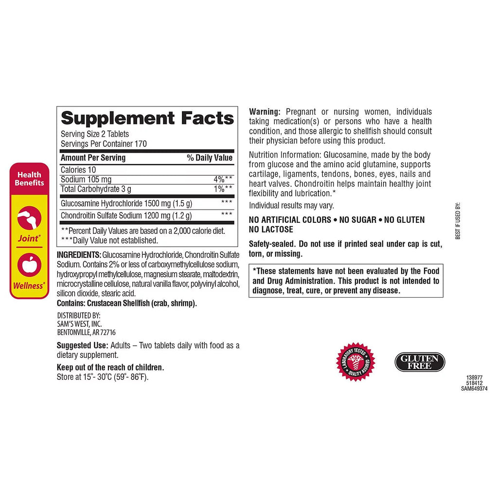 Triple Strength Glucosamine Chondroitin 340 ct. H3542