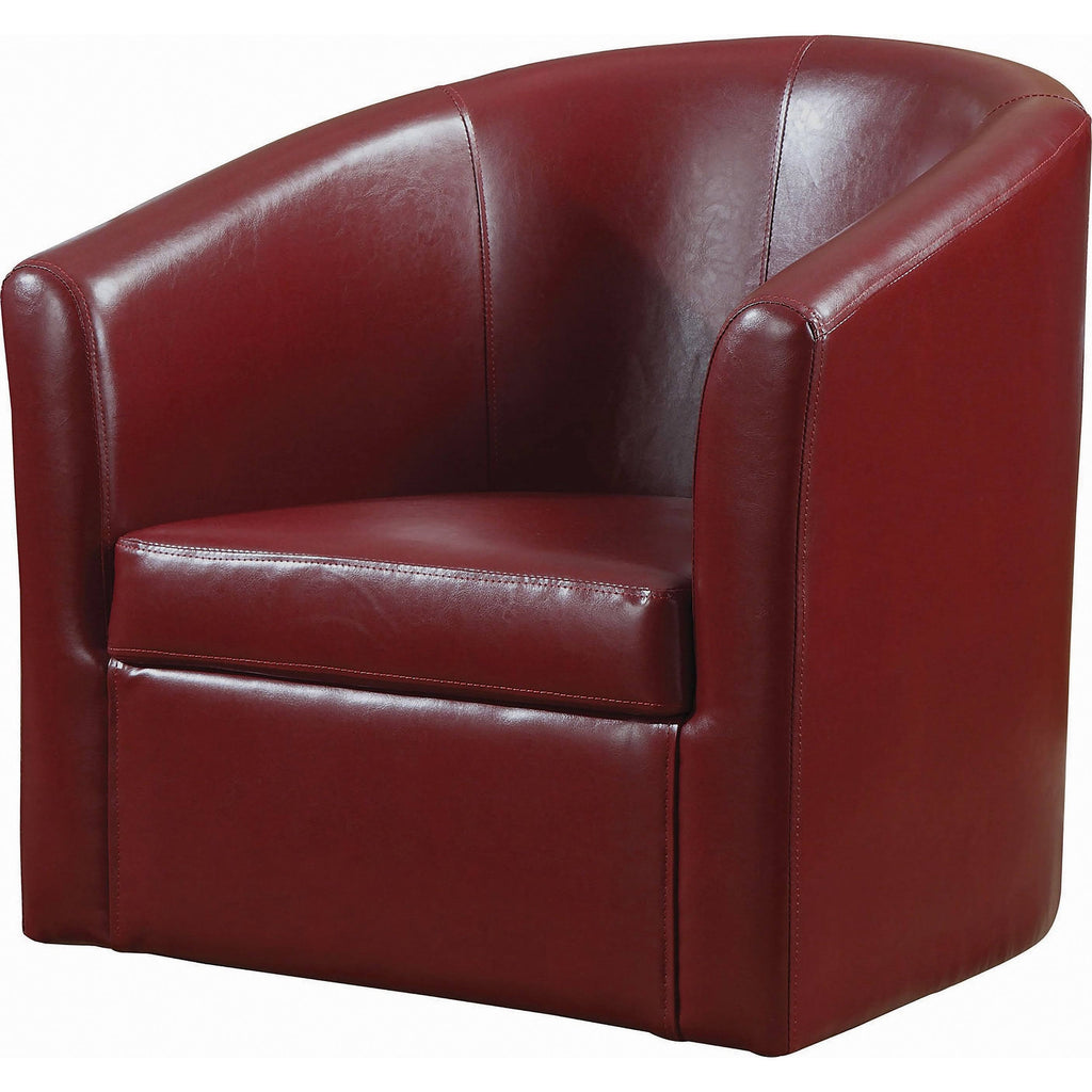 Red Faux Leather Swivel Armchair K757