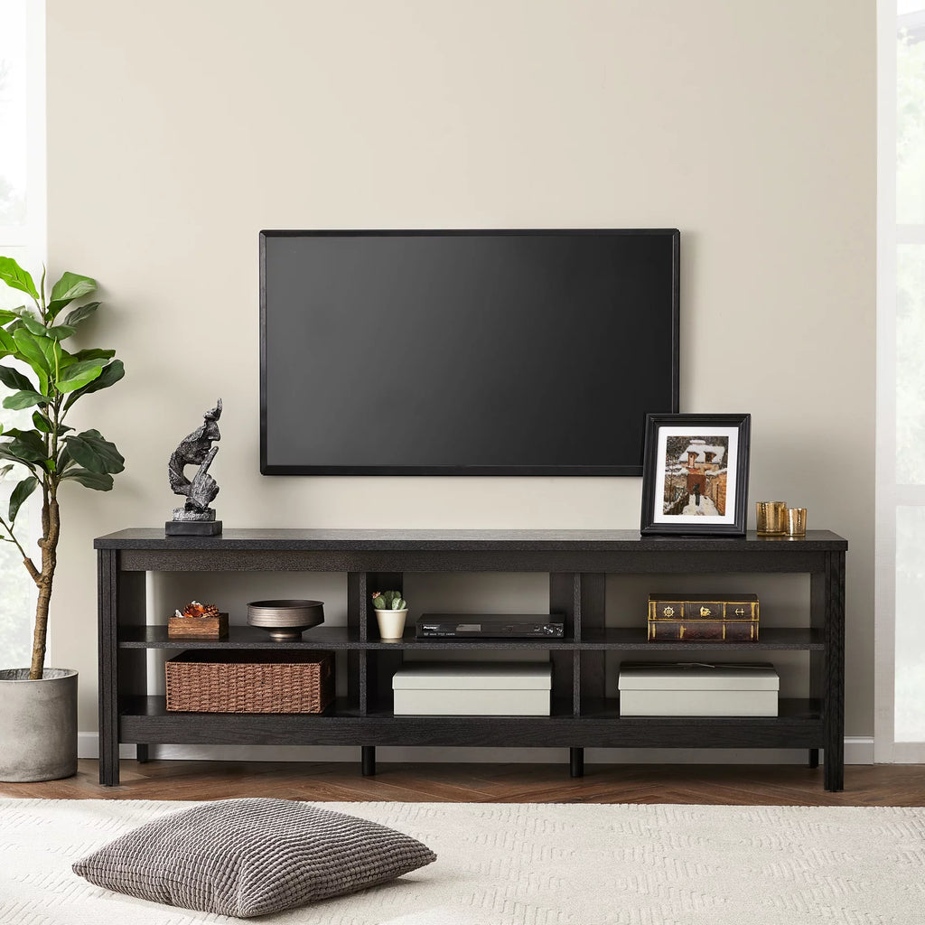 Black 6 Drawer Dresser TV Stand A6749