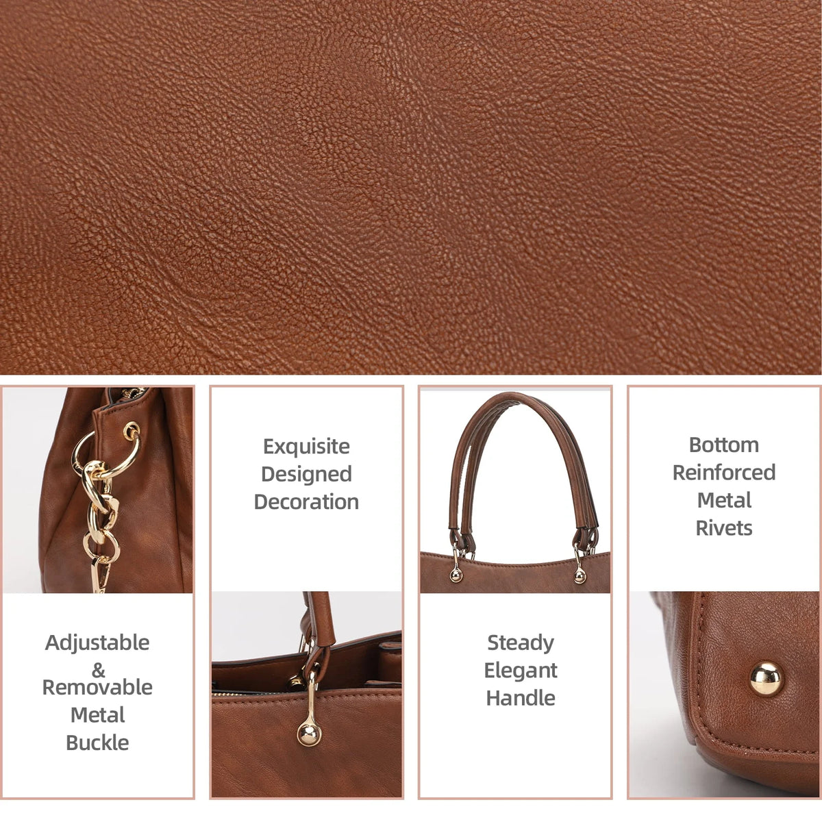 Large PU Leather Multi-Pocket Tote Bag D145825