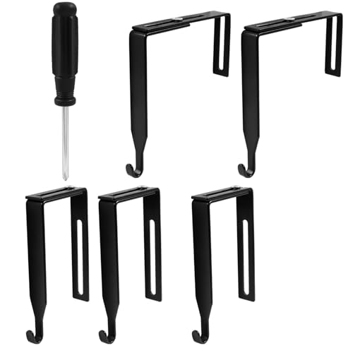5Pcs Adjustable Metal Cubicle Wall Hooks Fit 1 3/8 Inch to 3 1/2 Inch Thickness Panels (White) F5703
