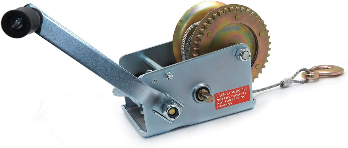 2000Lbs Dual Gear Hand Winch with 33FT Steel Cable Pack of 2 F890026