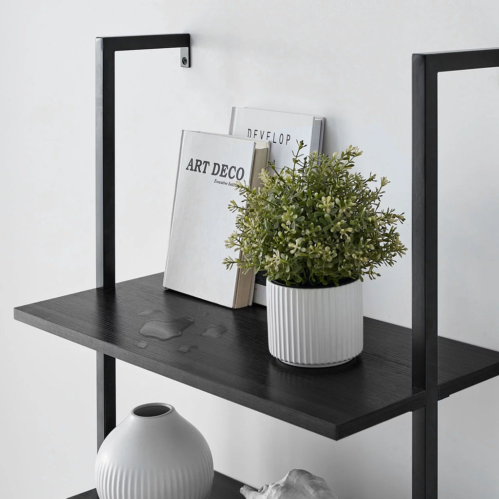 5 Tier Black Wall Mount Bookshelf Z24443