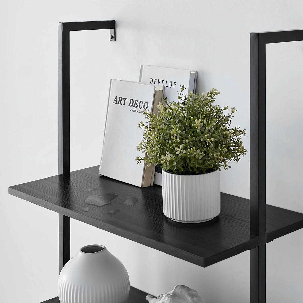 5 Tier Black Wall Mount Bookshelf Z24443