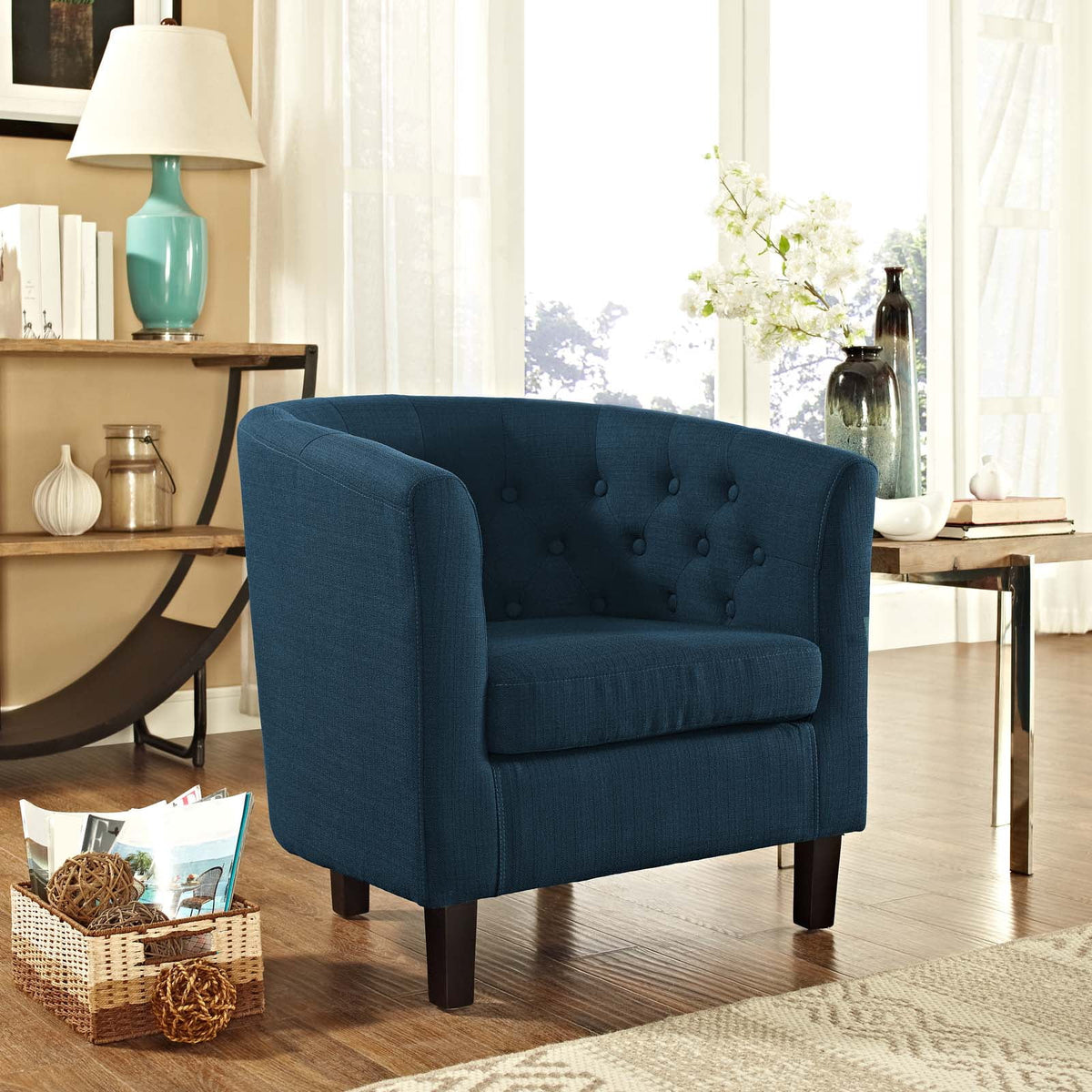 Upholstered Fabric Armchair in Azure L8240