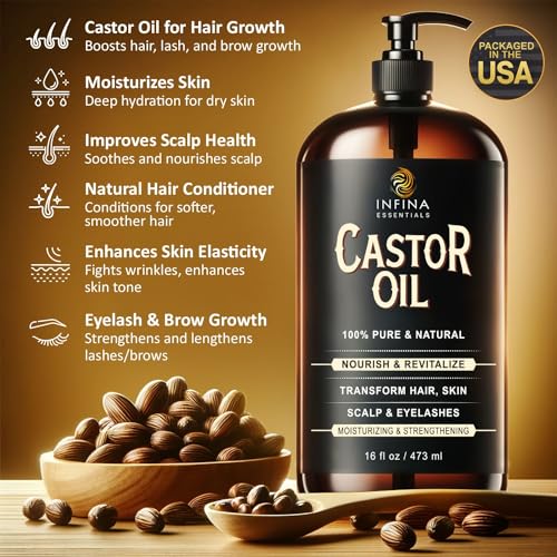 16 fl oz Cold Pressed Castor Oil in Glass Bottle C850311