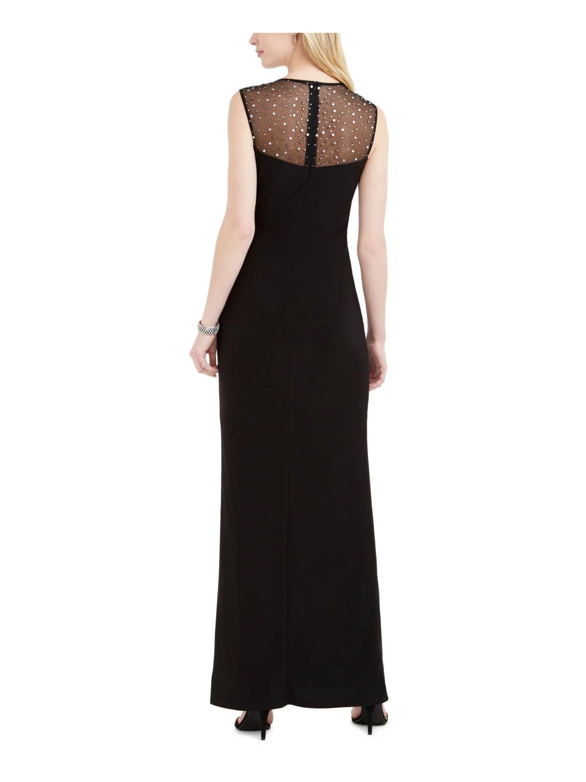 Black Sequined Maxi Sheath Dress S2382