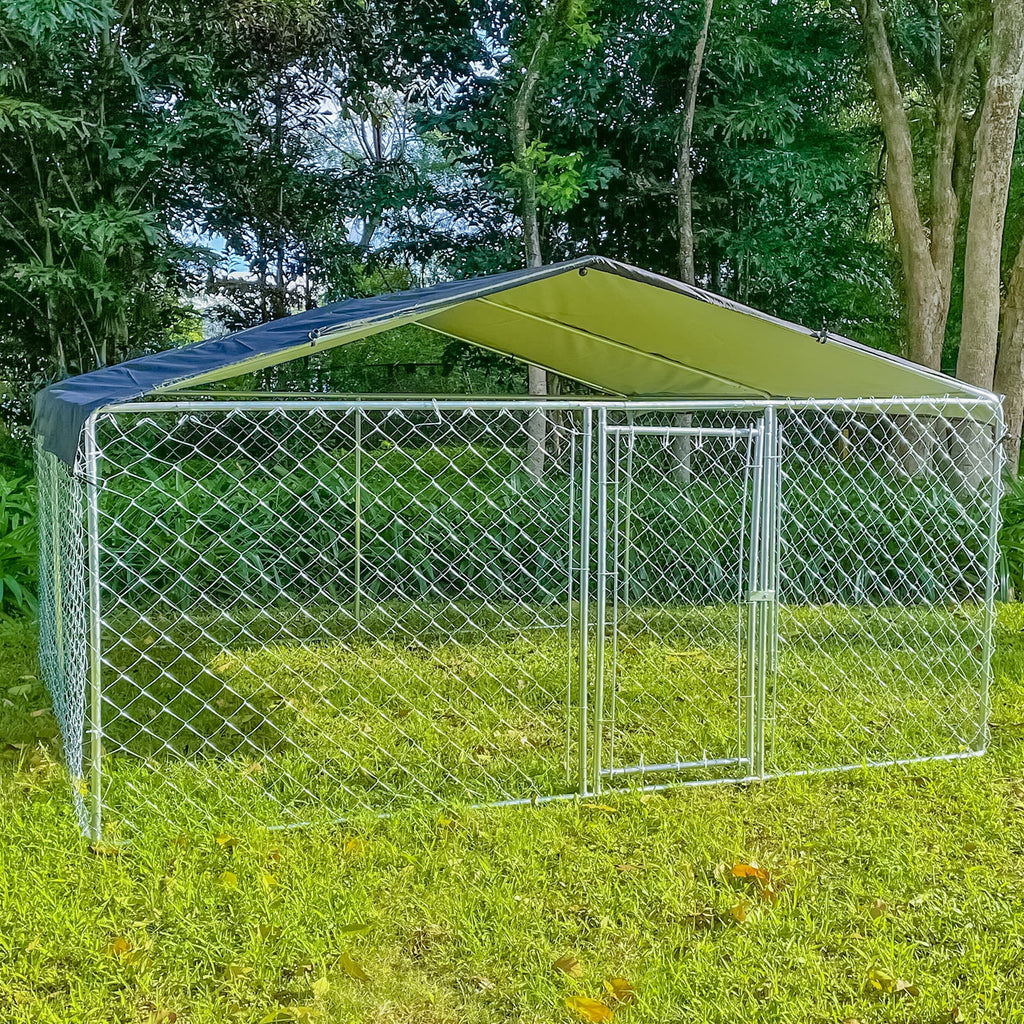 10ft x 10ft Metal Dog Kennel with Roof W261