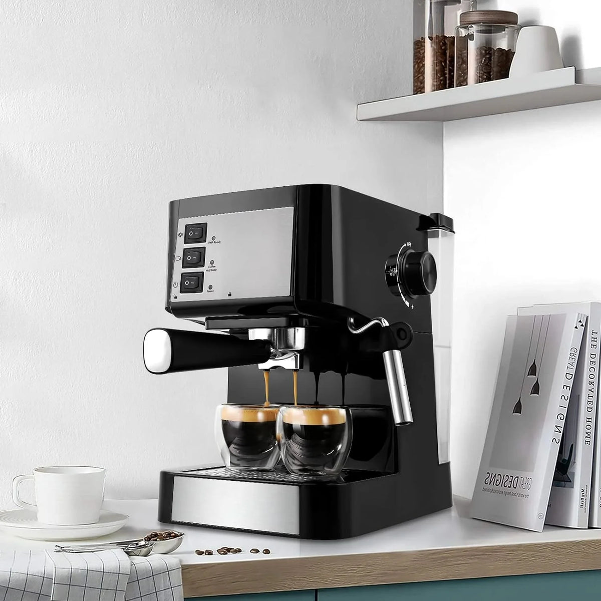Espresso Machine with Steam Milk Frother and 50oz Removable Water Tank X78474