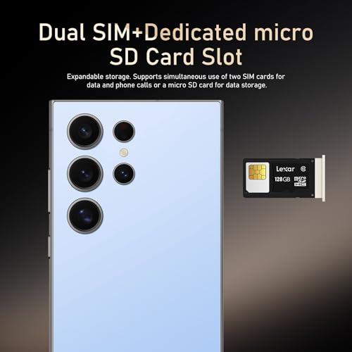 Black 6.8" HD Screen Unlocked Smartphone 6+256GB Android13 with 128G Memory Card D147