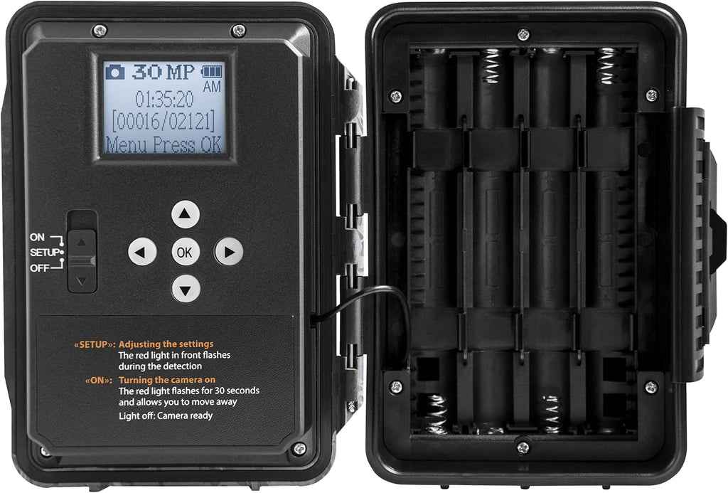 Trail Camera (30MP) with 16 GB SD Card, Card Reader, and Steel Reinforced Strap W2129