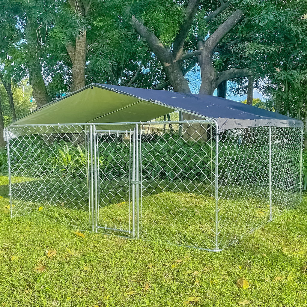 10ft x 10ft Metal Dog Kennel with Roof W261
