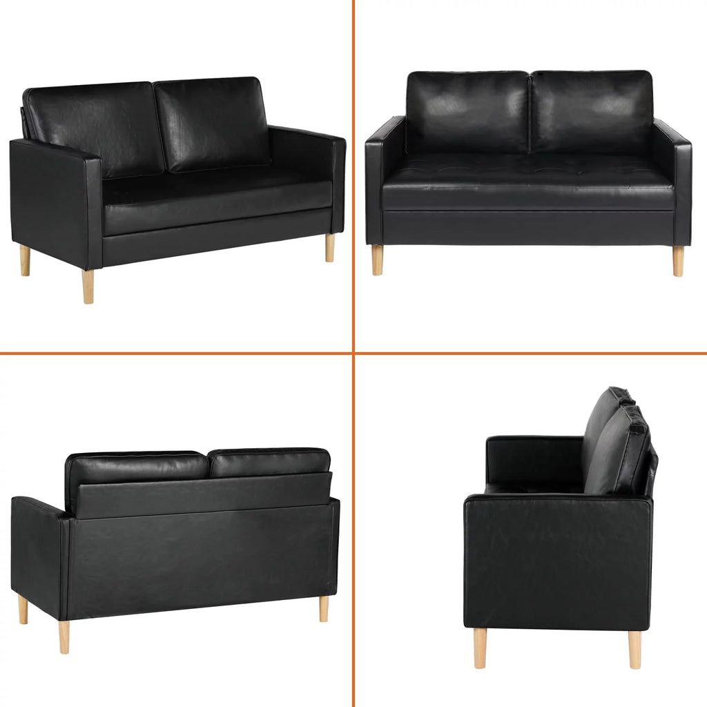 Mid-Century Faux Leather Loveseat Sofa G1901