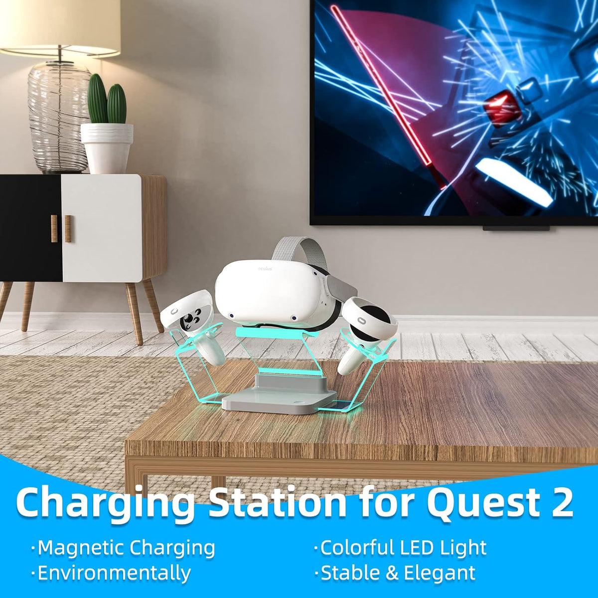 Charging Station for Quest 2 with 2 Rechargeable Batteries and USB-C Charger Cable N712545
