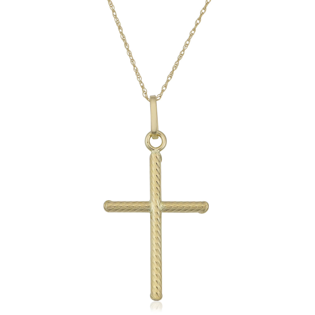 10k Yellow Gold Cross Pendant Rope Chain Necklace 18 inch L685679