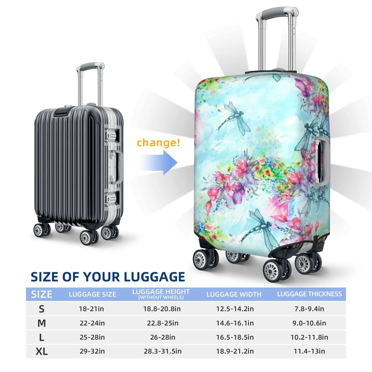 Large Suitcase Protective Cover with Hidden Zipper F96787