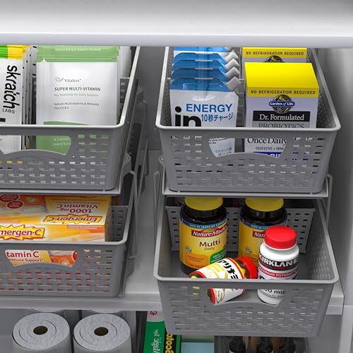 2 Tier Bathroom Organizer Tray Pull-Out Sliding Drawer Under-Sink Storage, Brown N347
