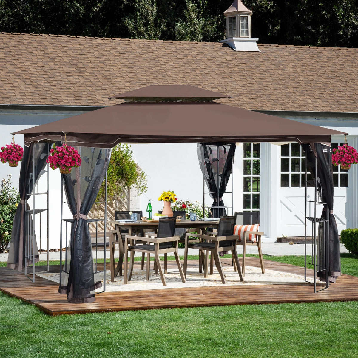 13x10 Ventilated Double Roof Canopy Tent with Detachable Mesh A68953