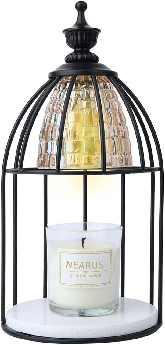 Candle Warmer Lamp with Marble Base and 2 Bulbs (Black) V6211