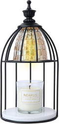 Candle Warmer Lamp with Marble Base and 2 Bulbs (Black) V6211