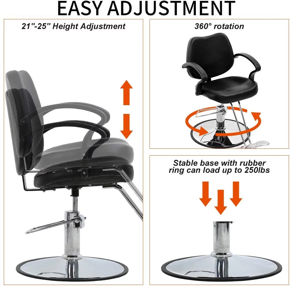 Black Hydraulic Salon Chair with Footrest F796
