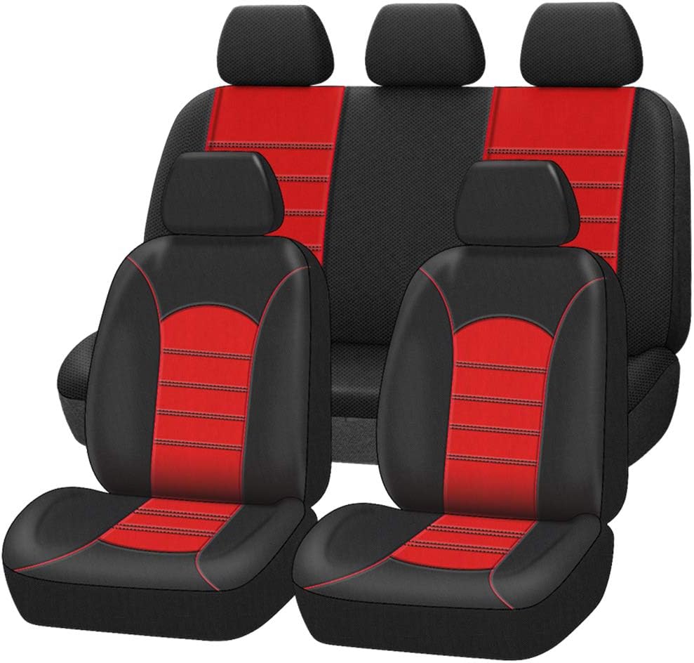 Air Mesh Car Seat Covers Full Set Breathable Airbag Compatible Water Blue T301347