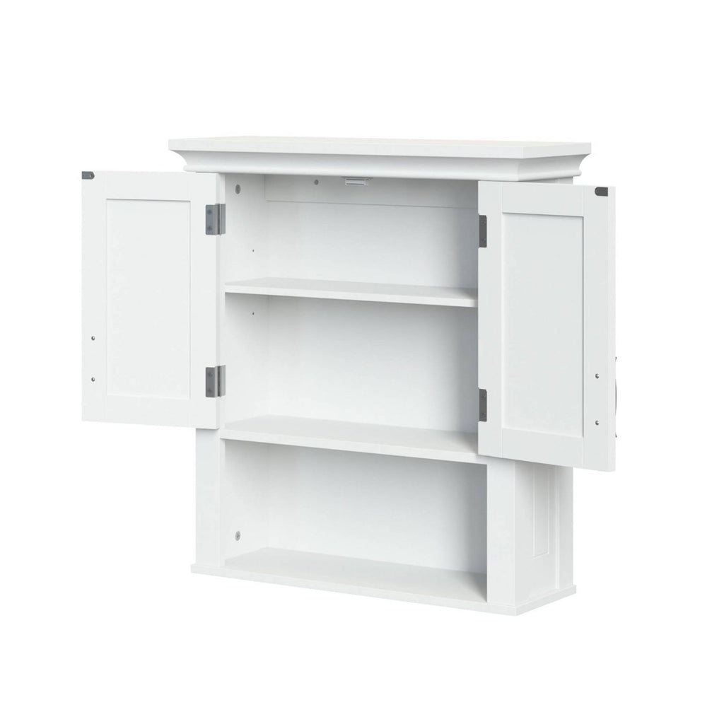 White Two Door Wall Cabinet with Open Shelf F58480