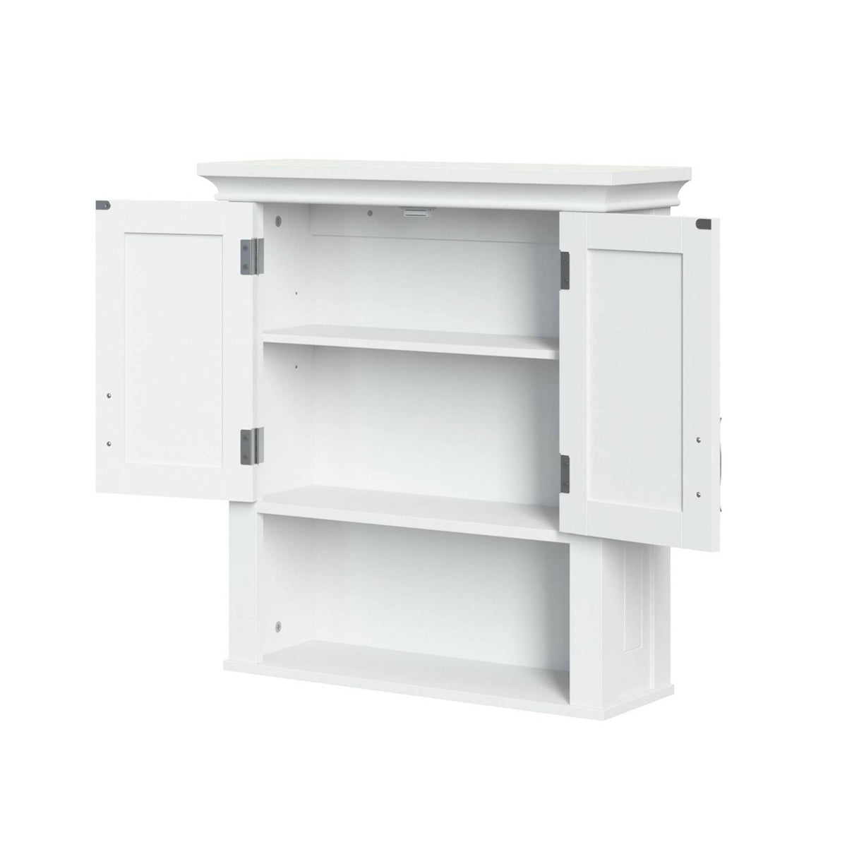 White Two Door Wall Cabinet with Open Shelf F58480