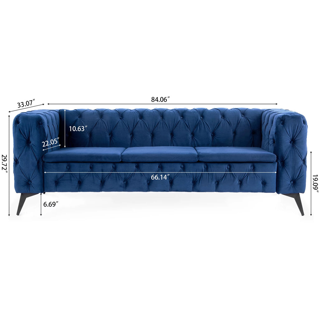3 Seater Velvet Tufted Sofa with Removable Cushions M927