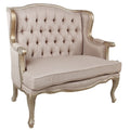 Beige and Gold Fabric Upholstered Rubber Wood Settee with Cabriole Legs O281