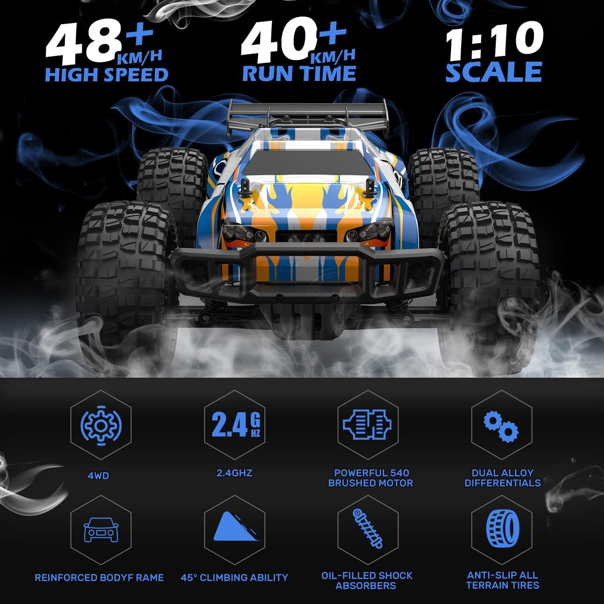 Remote Control Car 1:10 Scale 4WD Off Road Monster Truck D849