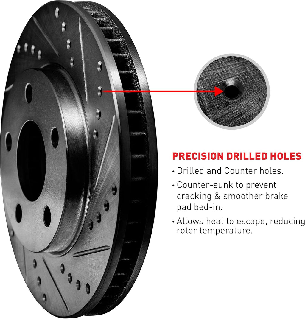 Black Drilled and Slotted Brake Rotors D95985