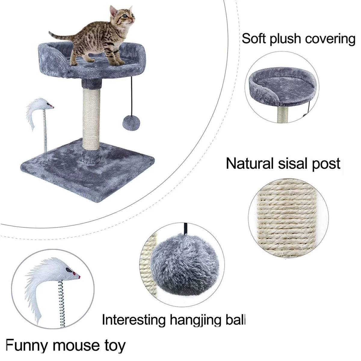 17" Cat Tree Climb Tower with Condo and Perches Gray R104