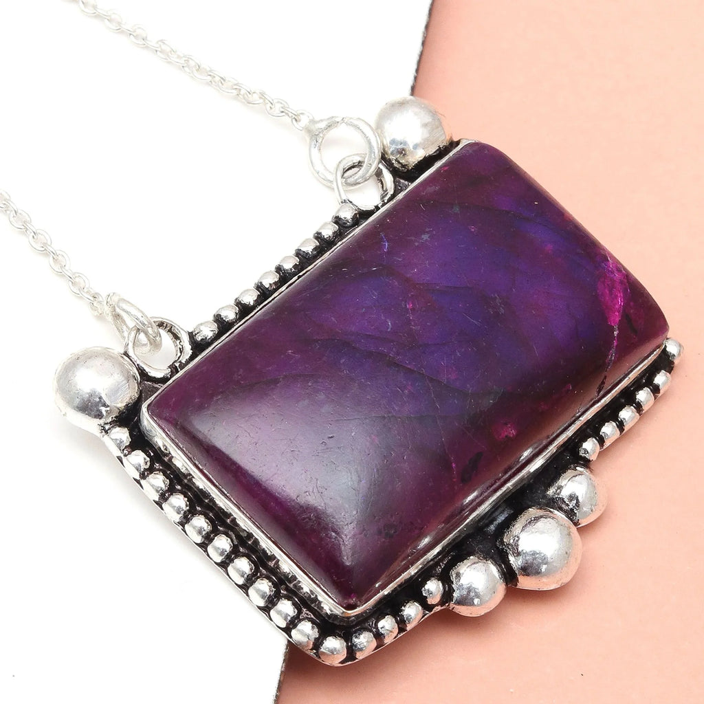 Pink Labradorite 925 Silver Necklace 20 in J7674