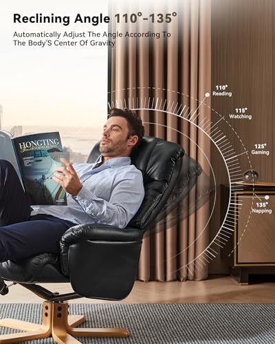 Faux Leather Recliner Chair with Ottoman H12068
