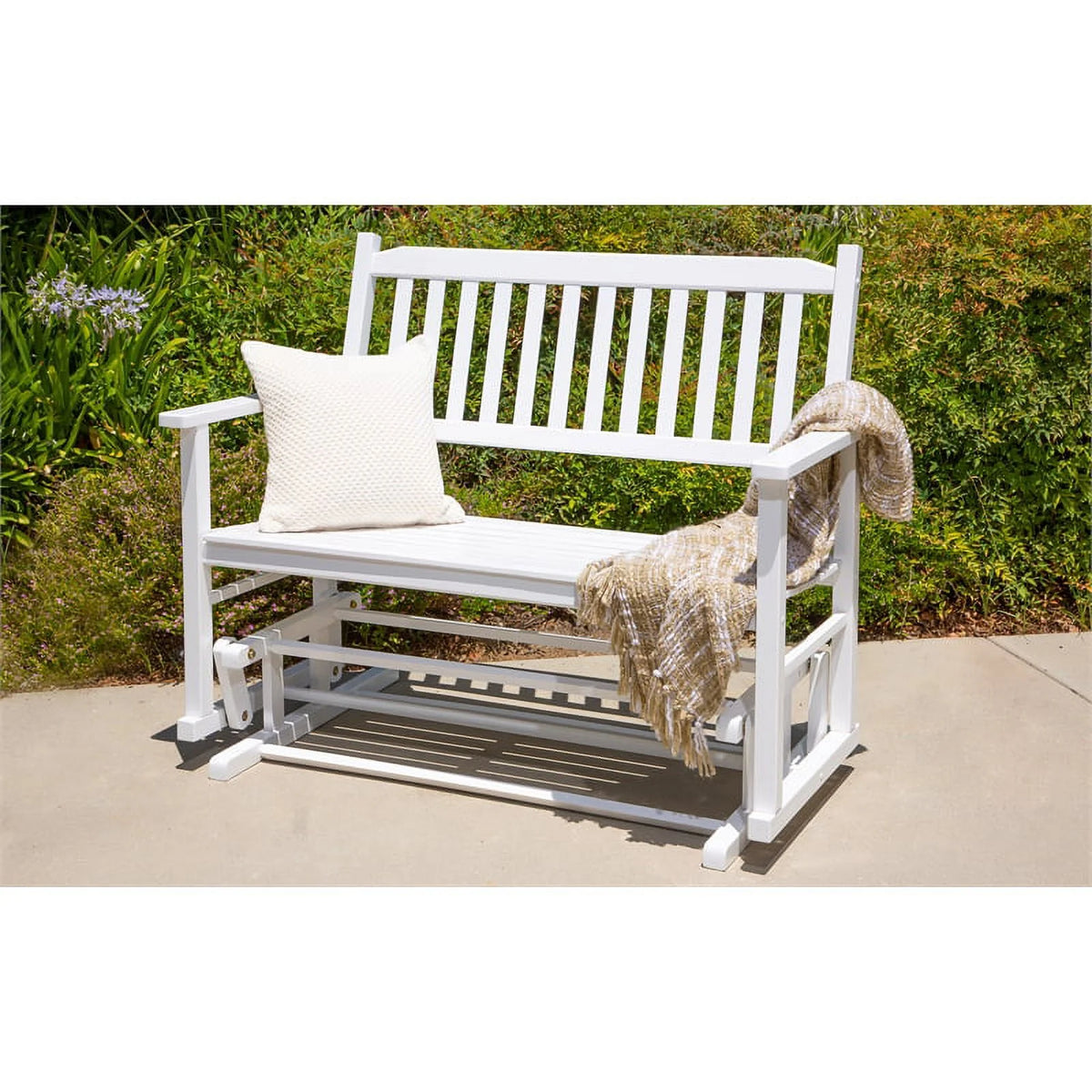 White Hardwood Outdoor Glider Loveseat R627