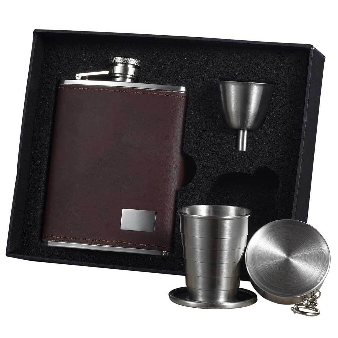Dark Brown Leather 6oz Flask S642868