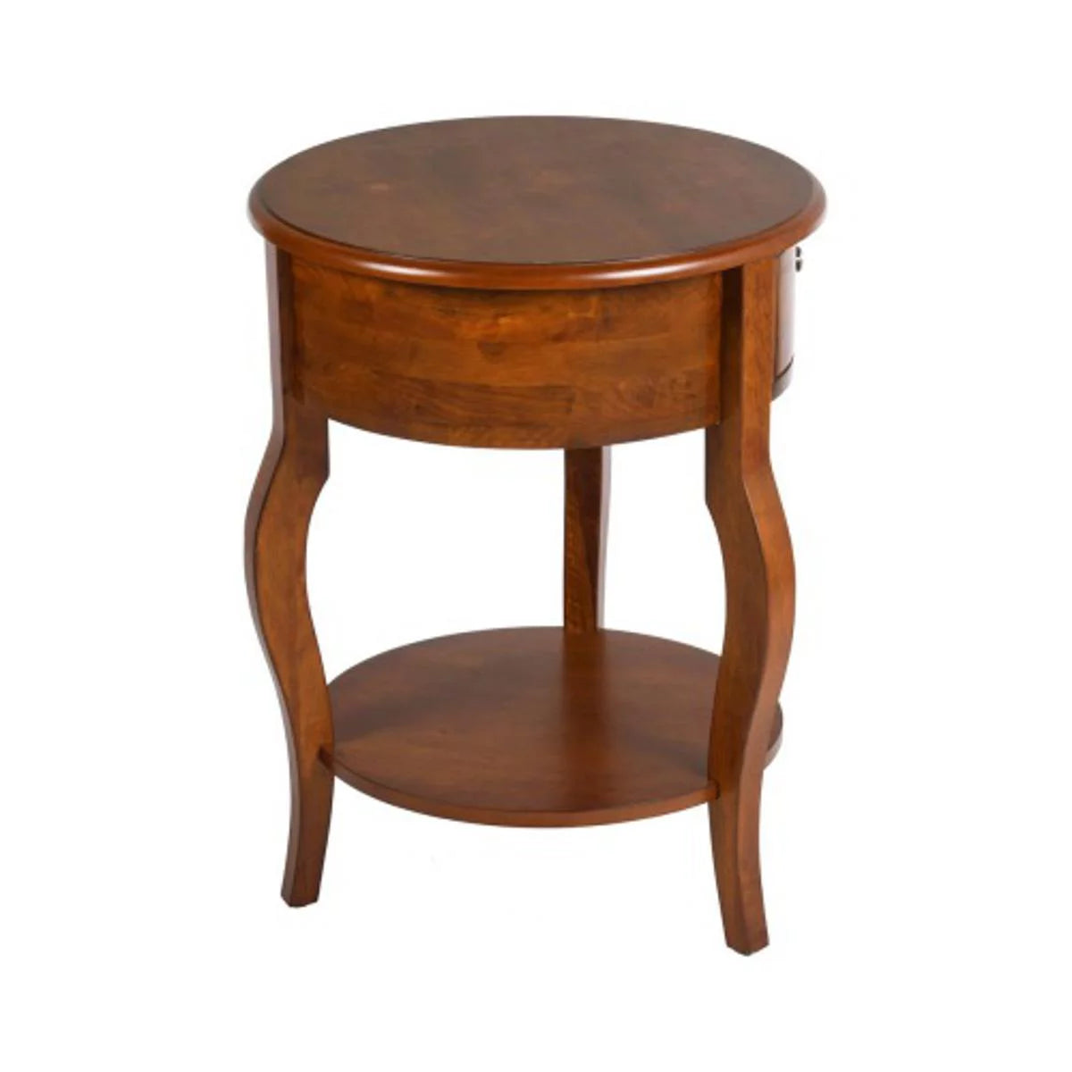 Mid Century Round End Table with Drawer Storage A3911