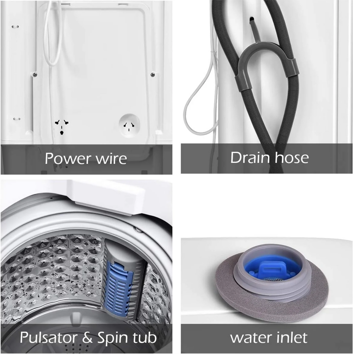 1.34 Cu Ft Portable Full Automatic Washer Spinner Combo Y769