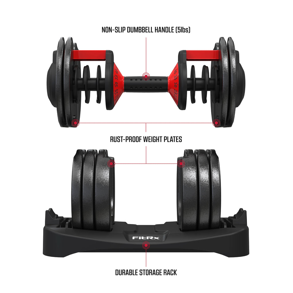 Adjustable Dumbbell, 5-52.5 lbs, Black X2757