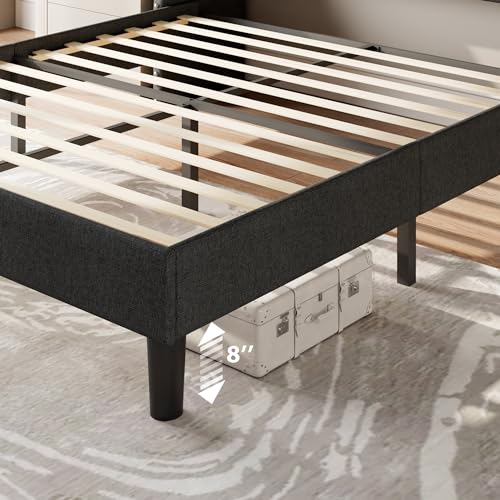 Full Wingback Upholstered Storage Headboard Bed Frame U2589